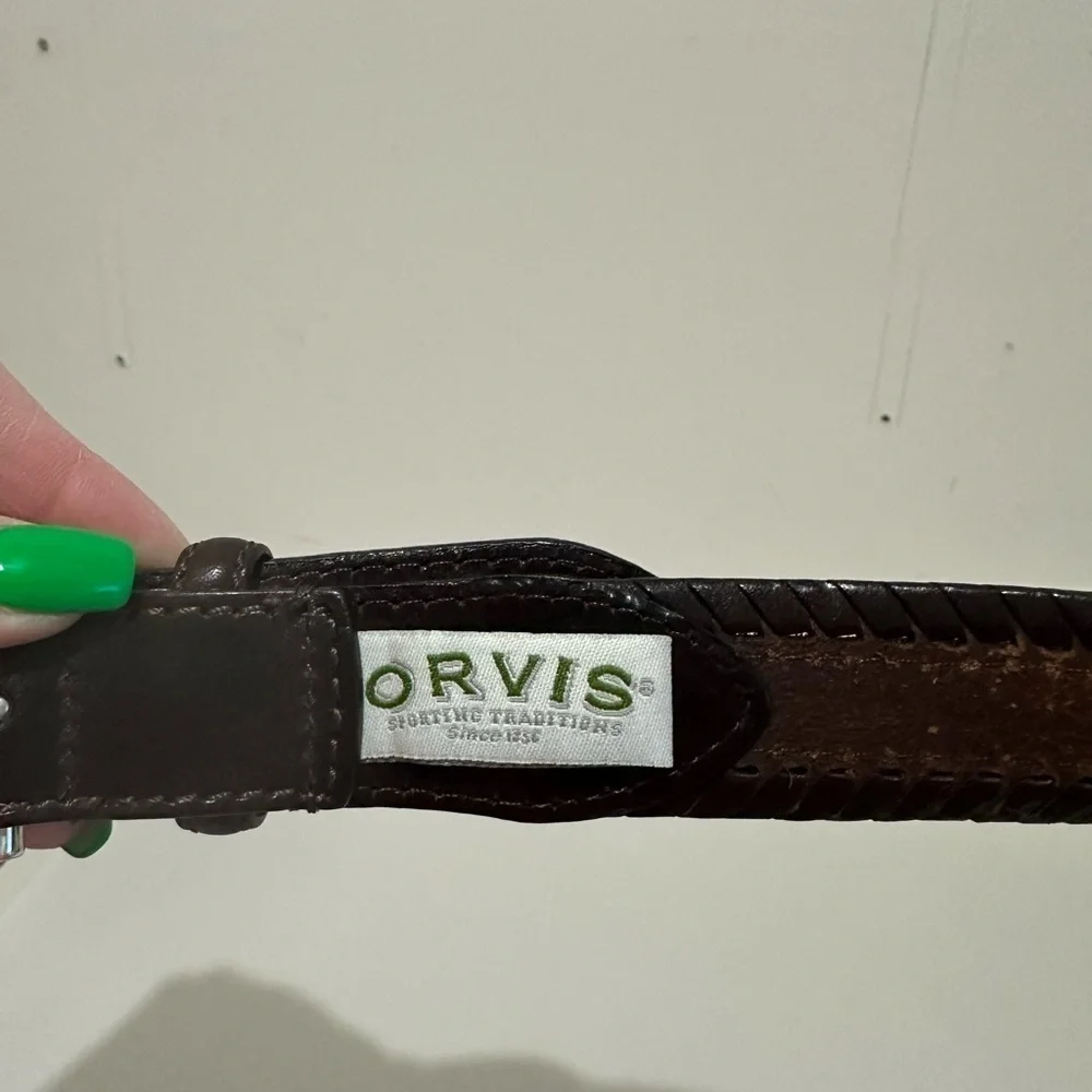 Orvis Size 38 Genuine Leather Western Theme Brown Belt Cowboy